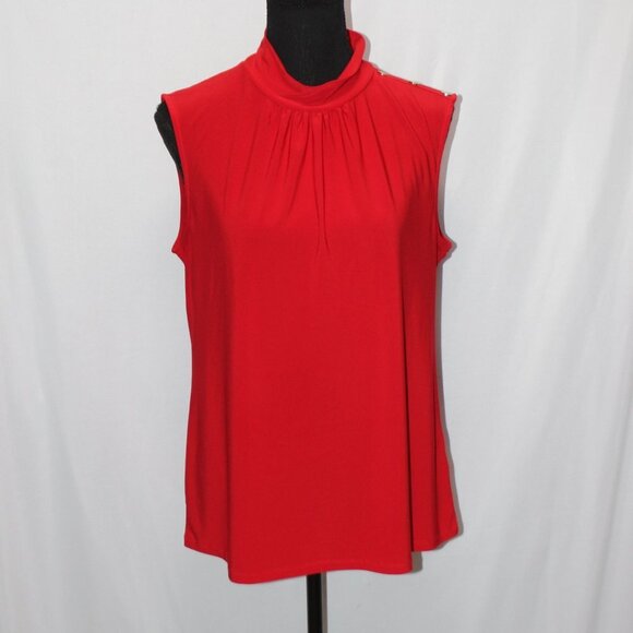 Anne Klein Red Mock Turtleneck Sleeveless Top - Picture 1 of 12